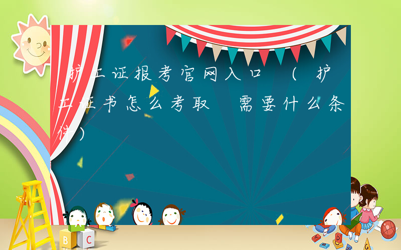 护工证报考官网入口 (护工证书怎么考取 需要什么条件)